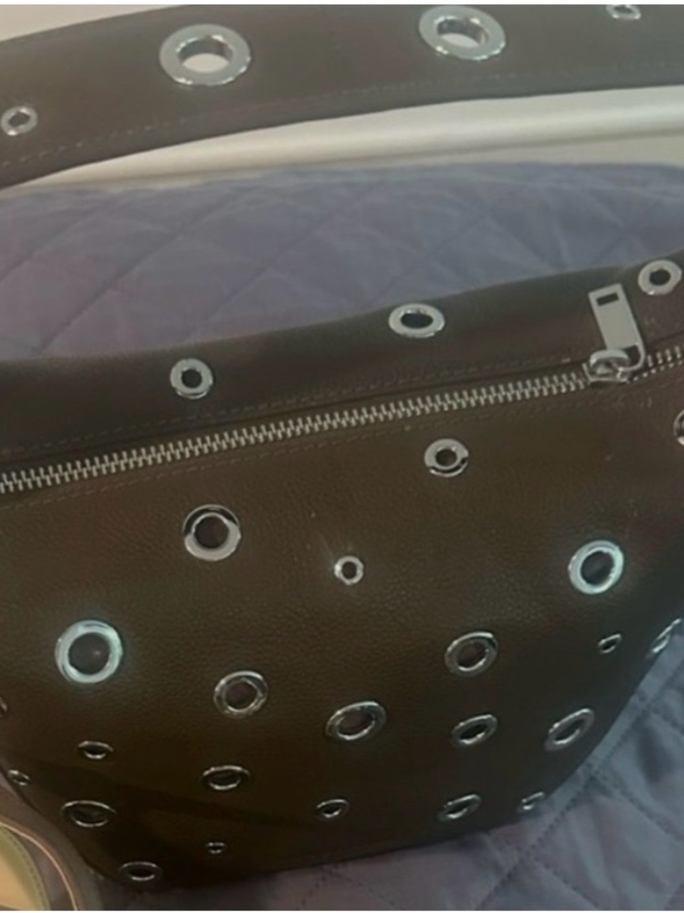 Walter Baker nutmeg brown color real  Leather Shoulder Bag with Silver Grommets - Picture 2 of 2